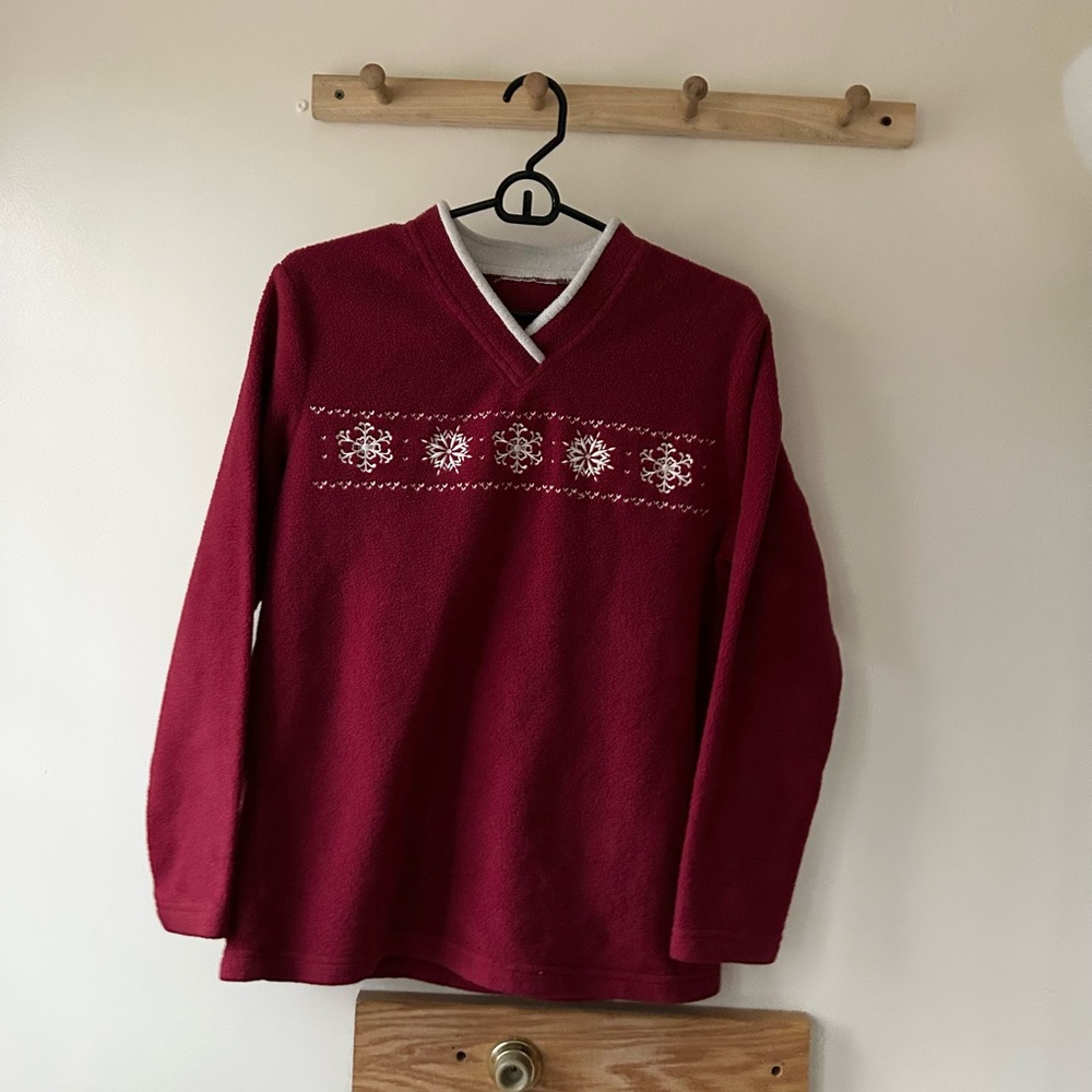 Red Sweater with Snowflake Design